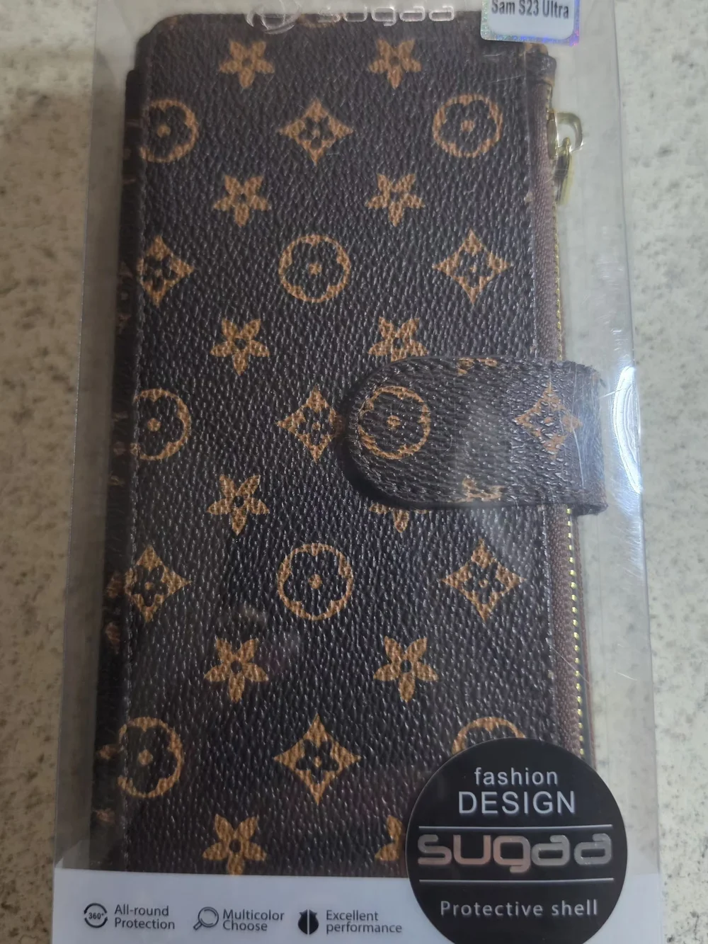 Samsung Galaxy S23 Ultra Fashion Brown Phone Case Wallet